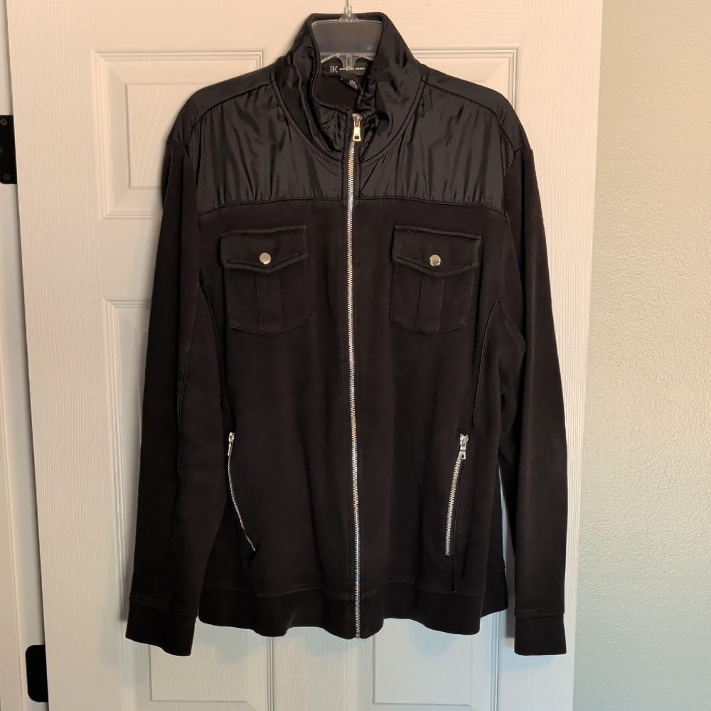 INC International Concepts Men's Black Jacket with Silver Accents